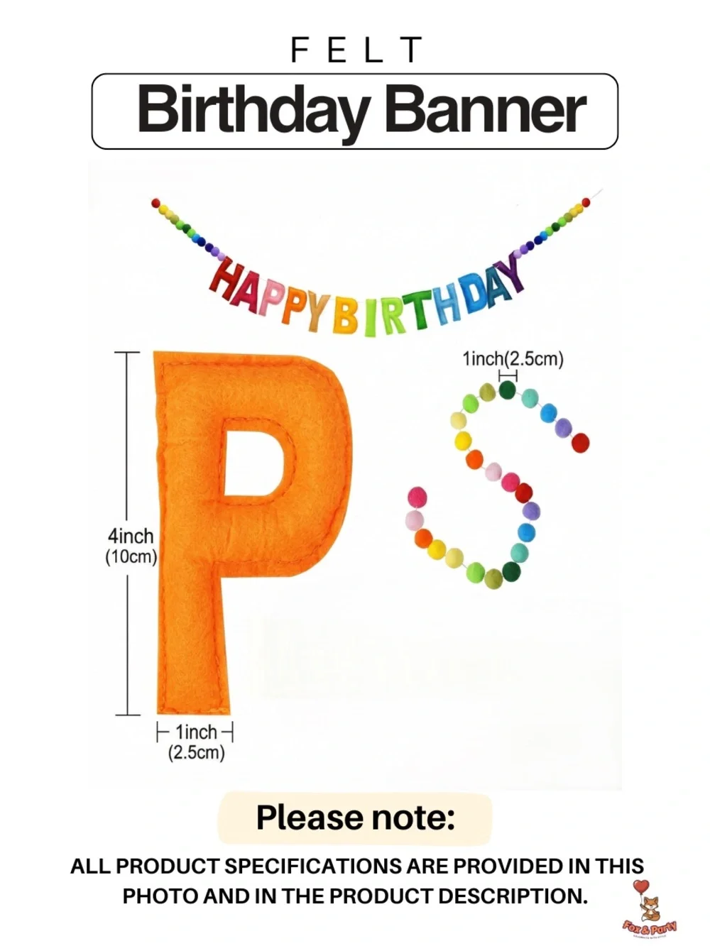 NWT Rainbow Felt Happy Birthday Banner